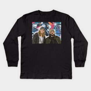 jay and silent bob pop art Kids Long Sleeve T-Shirt